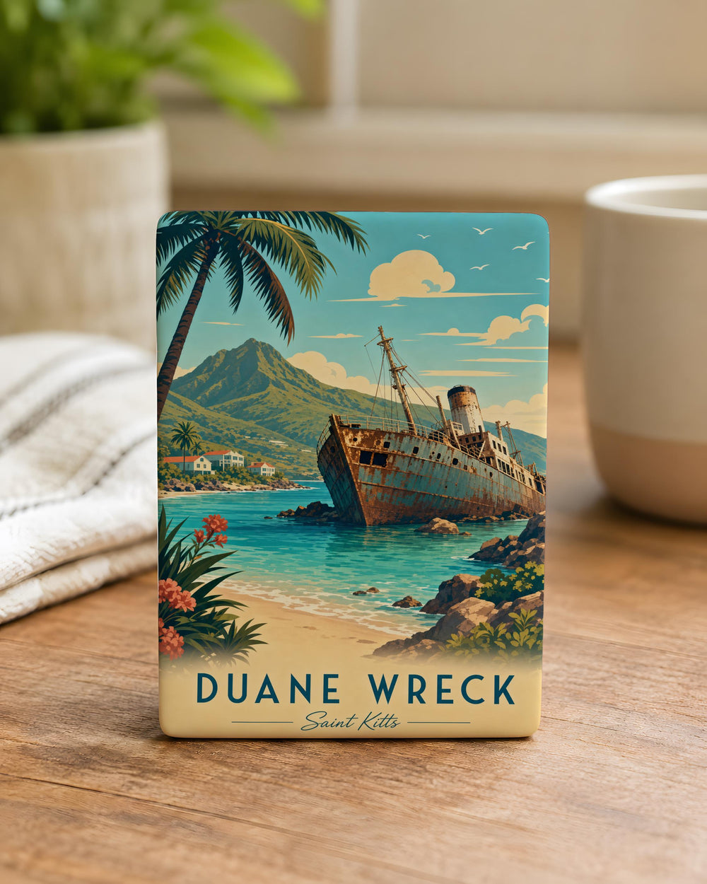 Duane Wreck Fridge Magnet, Shipwreck Scene Souvenir Magnet, Nautical Coastal Decor Magnet, Ocean Wreck Keepsake Magnet