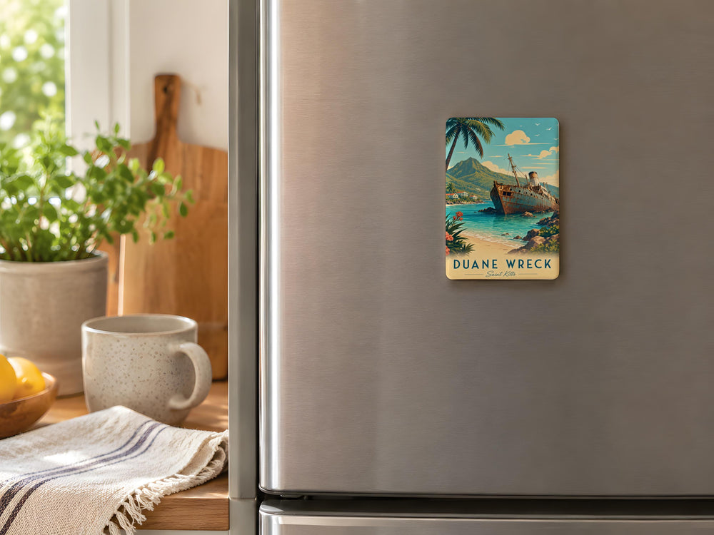 Duane Wreck Fridge Magnet, Shipwreck Scene Souvenir Magnet, Nautical Coastal Decor Magnet, Ocean Wreck Keepsake Magnet