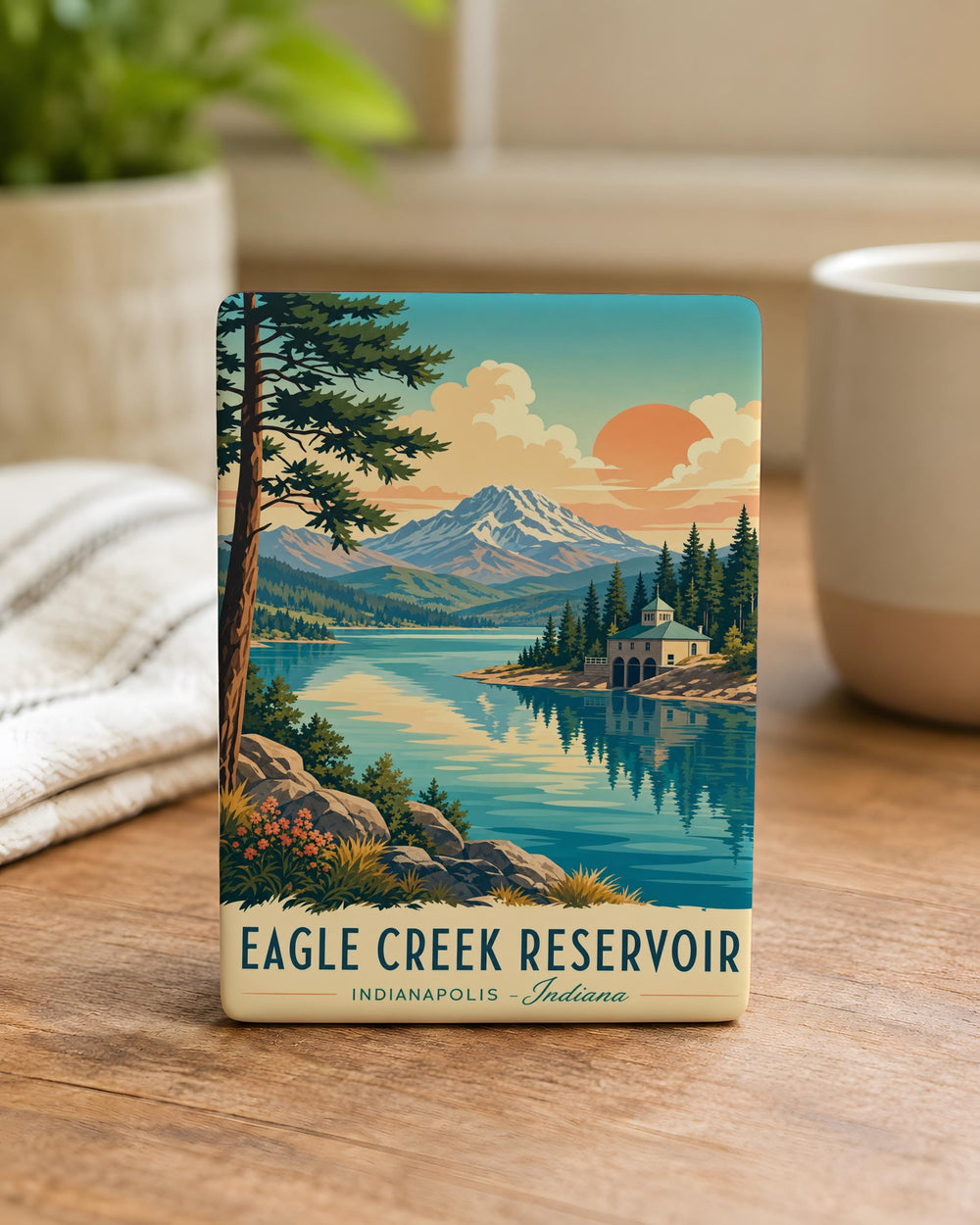Eagle Creek Reservoir Fridge Magnet, Indiana Lake Souvenir, Boating Fishing Nature Scenery Gift, Travel Keepsake Magnet