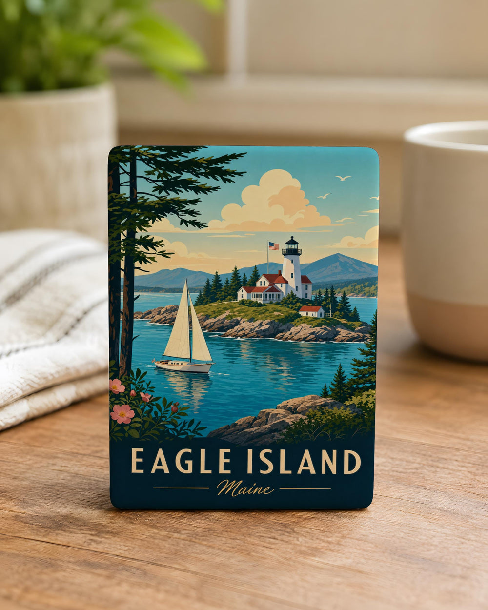 Eagle Island Maine Fridge Magnet, Coastal Maine Island Souvenir Magnet, Eagle Island ME Travel Keepsake Gift