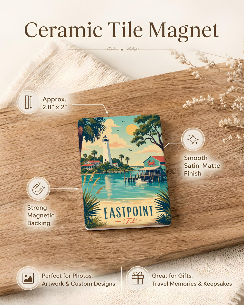 Eastpoint Florida Fridge Magnet, Eastpoint FL Souvenir Magnet, Coastal Gulf Town Travel Keepsake Gift
