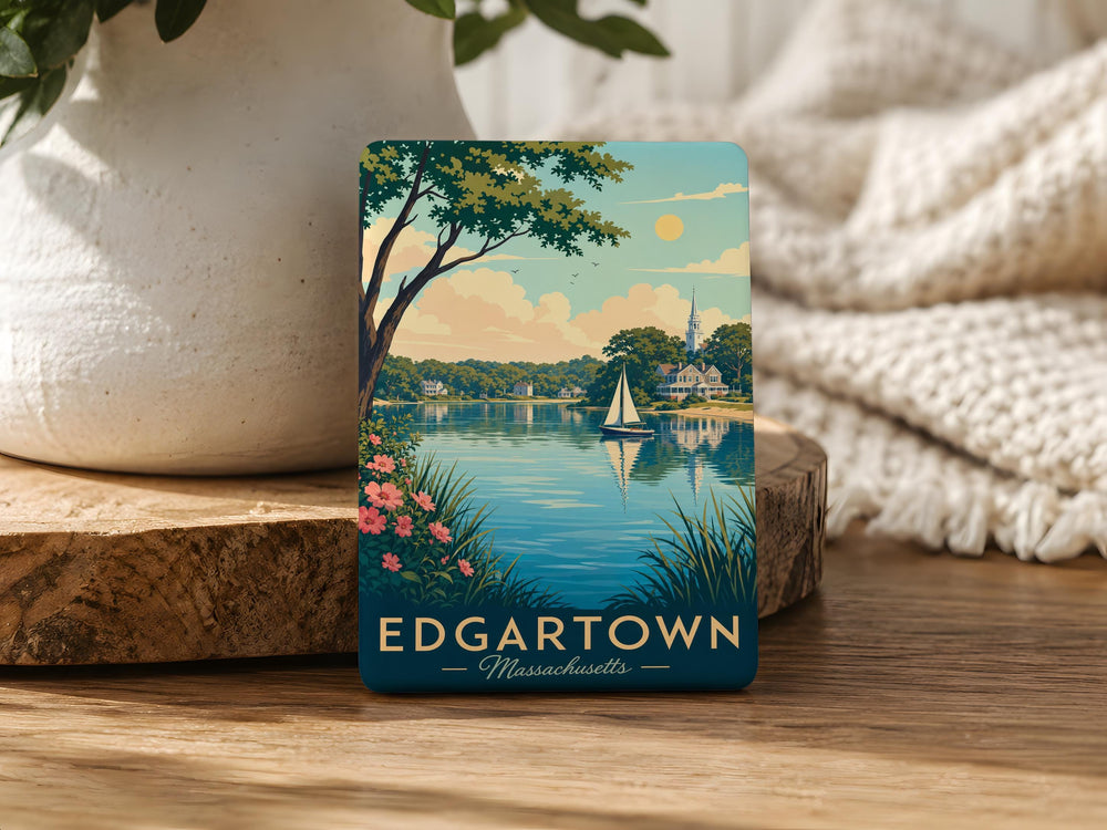 Edgartown Great Pond Fridge Magnet, Martha's Vineyard Massachusetts Souvenir Magnet, Coastal Pond Landmark Magnet