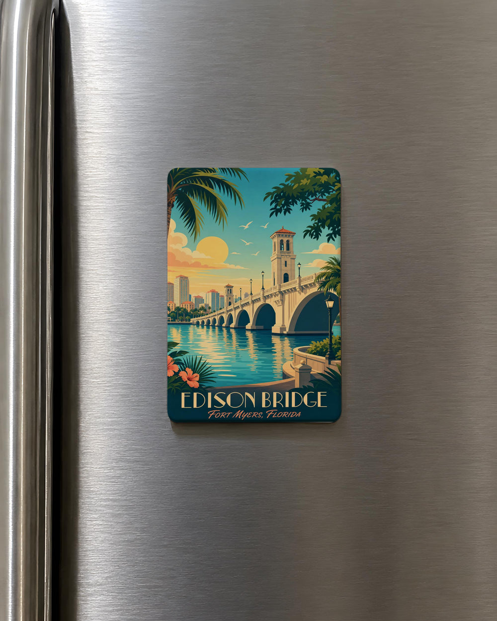 Edison Bridge Fridge Magnet, Edison Bridge Landmark Souvenir Magnet, Bridge Travel Keepsake Magnet