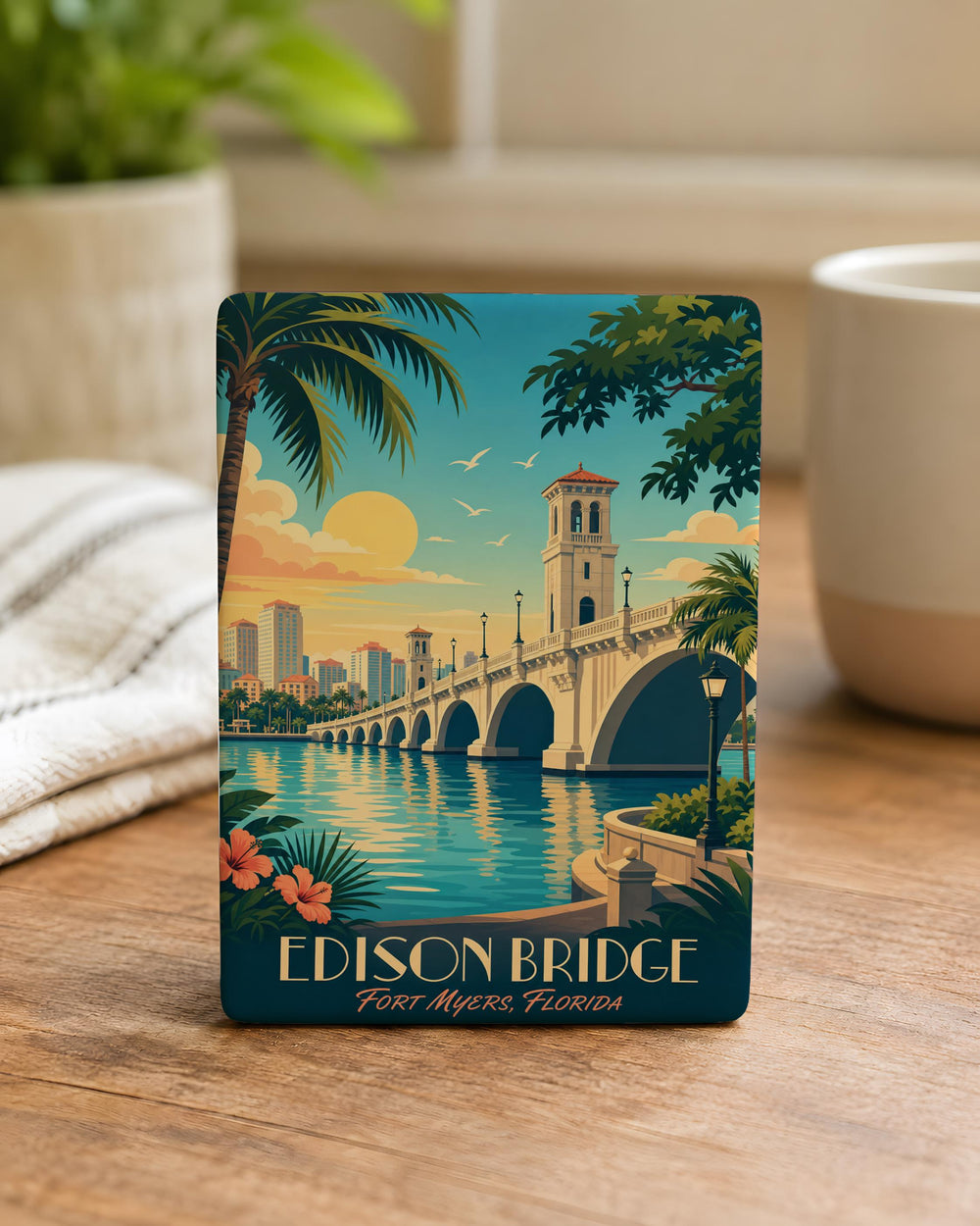 Edison Bridge Fridge Magnet, Edison Bridge Landmark Souvenir Magnet, Bridge Travel Keepsake Magnet
