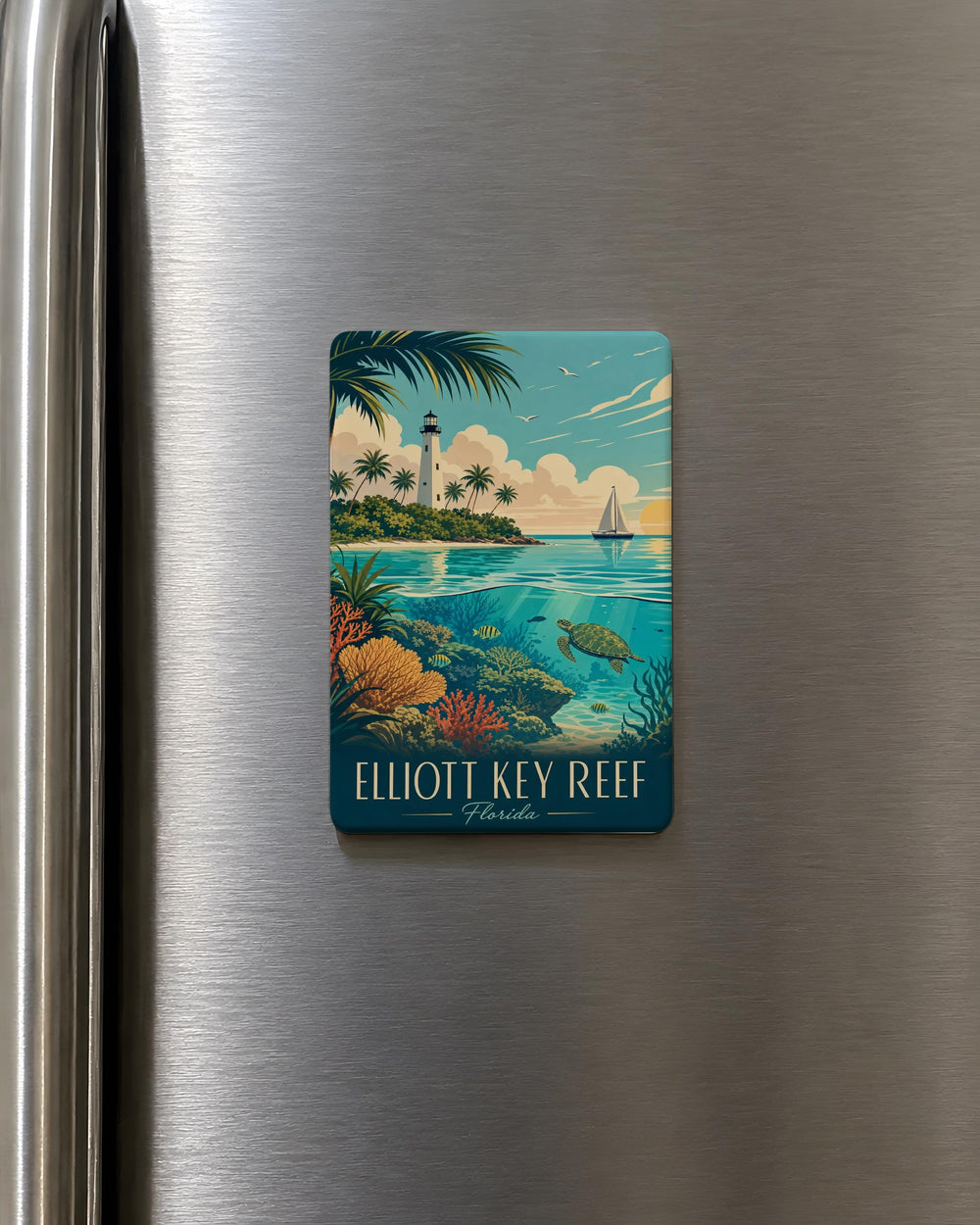 Elliott Key Reef Fridge Magnet, Florida Keys Coral Reef Ocean Sea Life Souvenir Magnet, Tropical Island Reef Decor Gift