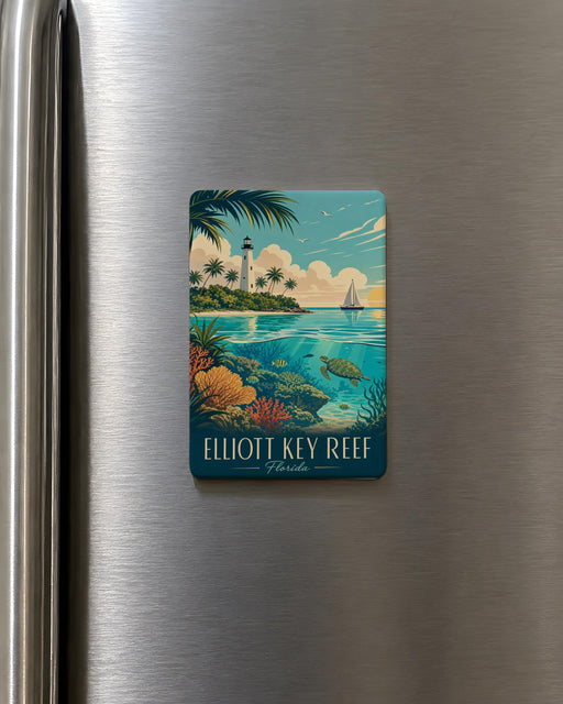 Elliott Key Reef Fridge Magnet, Florida Keys Coral Reef Ocean Sea Life Souvenir Magnet, Tropical Island Reef Decor Gift