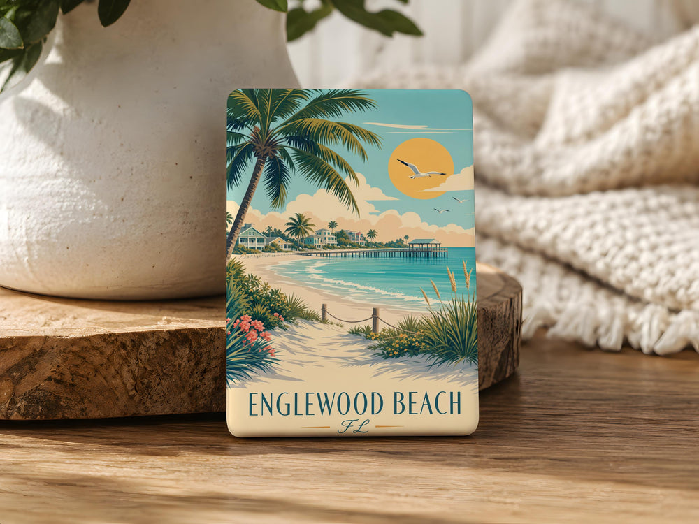 Englewood Beach FL Fridge Magnet, Florida Beach Souvenir Magnet, Englewood Florida Coastal Vacation Gift