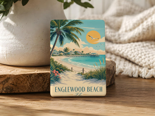 Englewood Beach FL Fridge Magnet, Florida Beach Souvenir Magnet, Englewood Florida Coastal Vacation Gift