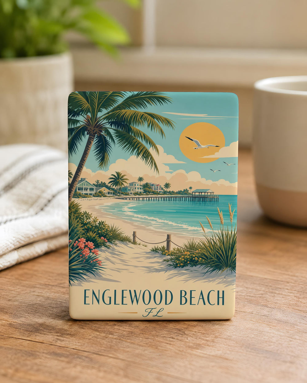 Englewood Beach FL Fridge Magnet, Florida Beach Souvenir Magnet, Englewood Florida Coastal Vacation Gift