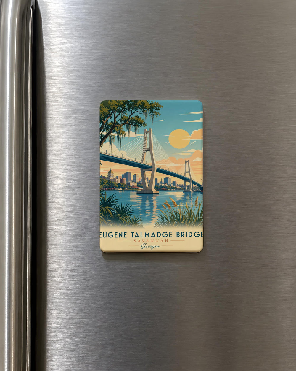 Eugene Talmadge Memorial Bridge Fridge Magnet, Savannah Georgia Landmark Souvenir Magnet, Coastal Bridge Travel Keepsake