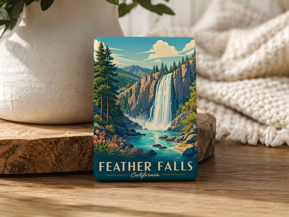 Feather Falls Fridge Magnet, Waterfall Nature Souvenir Magnet, Outdoor Adventure Kitchen Decor, Mountain Stream Keepsake Magnet