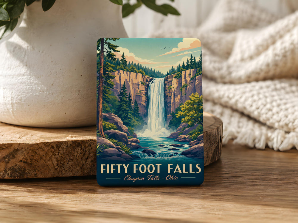 Fifty Foot Falls Fridge Magnet, Waterfall Souvenir Magnet, Nature Landmark Travel Gift, Outdoor Adventure Keepsake