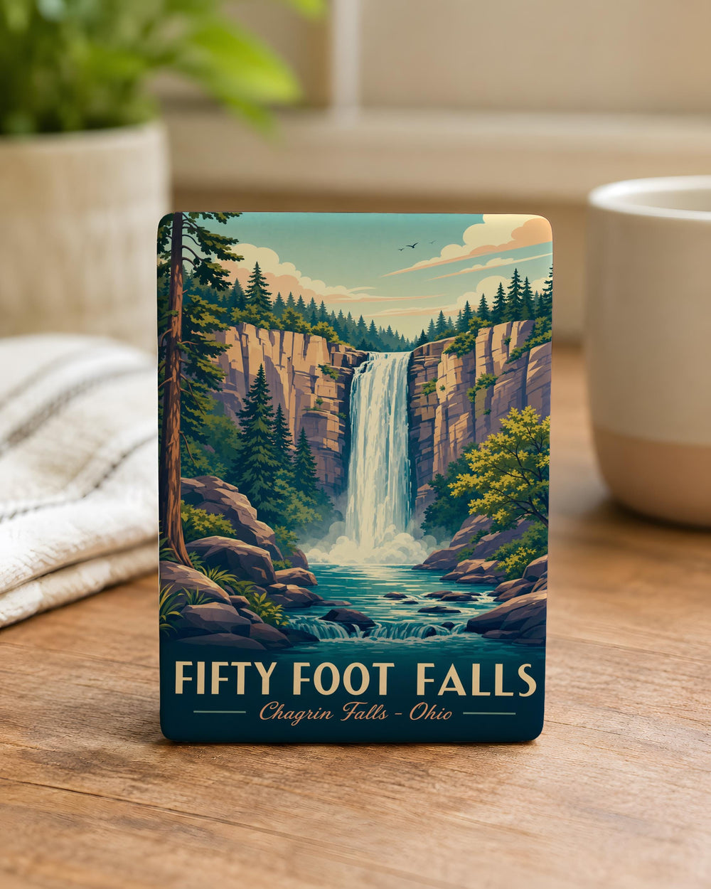 Fifty Foot Falls Fridge Magnet, Waterfall Souvenir Magnet, Nature Landmark Travel Gift, Outdoor Adventure Keepsake