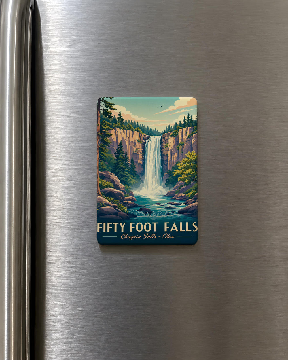 Fifty Foot Falls Fridge Magnet, Waterfall Souvenir Magnet, Nature Landmark Travel Gift, Outdoor Adventure Keepsake