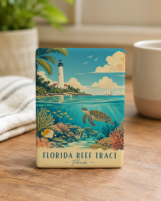 Florida Reef Tract Fridge Magnet, Florida Keys Coral Reef Ocean Sea Life Souvenir Magnet, Coastal Marine Nature Gift