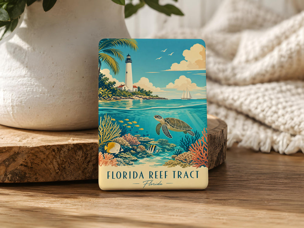 Florida Reef Tract Fridge Magnet, Florida Keys Coral Reef Ocean Sea Life Souvenir Magnet, Coastal Marine Nature Gift