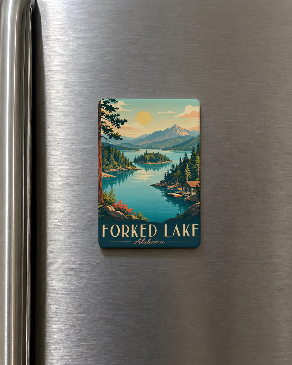 Forked Lake Fridge Magnet, Adirondack Lake Souvenir Magnet, New York Lake Destination Magnet, Lakeside Travel Gift