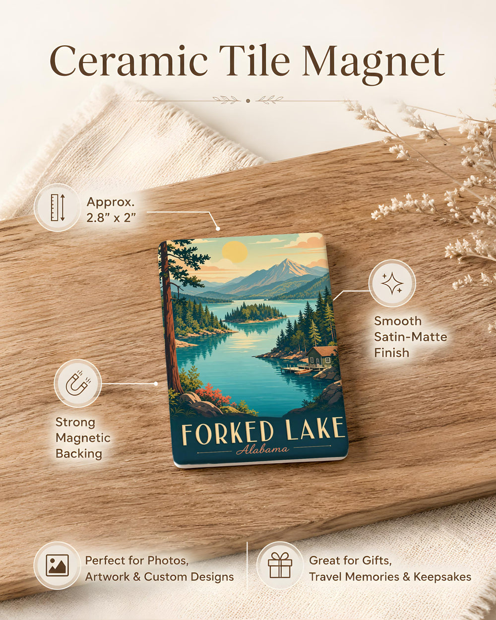 Forked Lake Fridge Magnet, Adirondack Lake Souvenir Magnet, New York Lake Destination Magnet, Lakeside Travel Gift