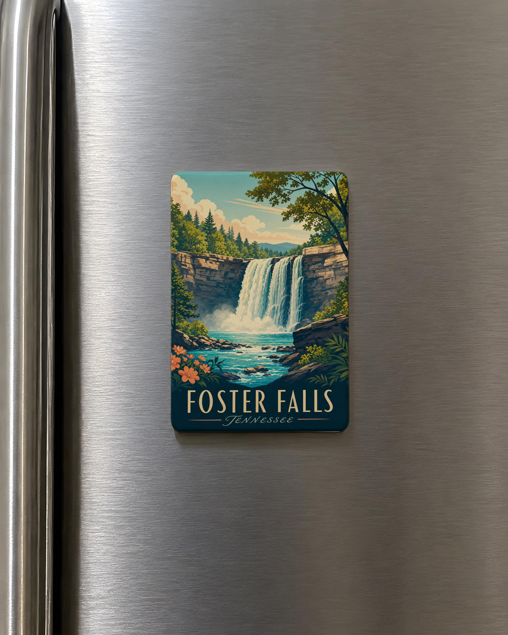 Foster Falls Fridge Magnet, Waterfall Nature Landmark Souvenir, Tennessee Outdoor Adventure Keepsake Magnet