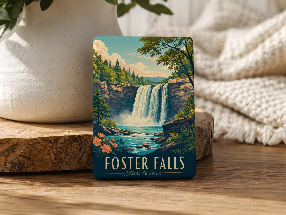 Foster Falls Fridge Magnet, Waterfall Nature Landmark Souvenir, Tennessee Outdoor Adventure Keepsake Magnet