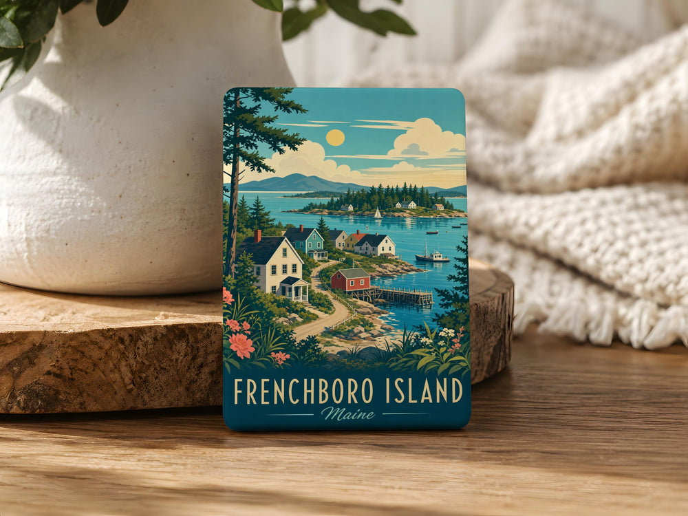 Frenchboro Island Fridge Magnet, Maine Coastal Island Souvenir, Acadia Area Travel Keepsake, Vacation Gift