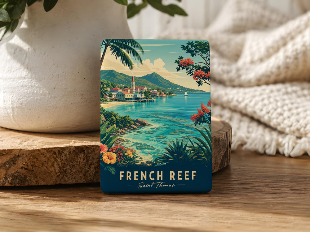 French Reef Fridge Magnet, Coral Reef Ocean Scene Souvenir Magnet, Tropical Sea Life Reef Decor Magnet