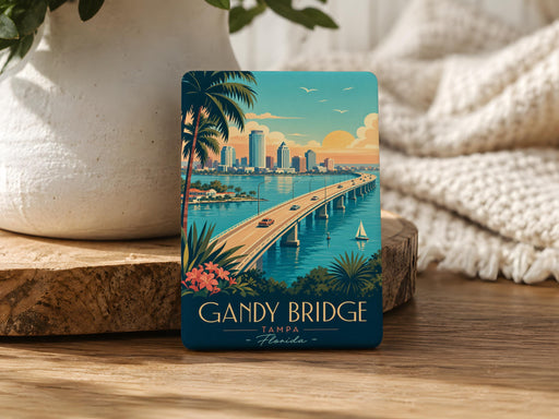 Gandy Bridge Fridge Magnet, Tampa Bay Florida Landmark Souvenir Magnet, Coastal Bridge Travel Gift
