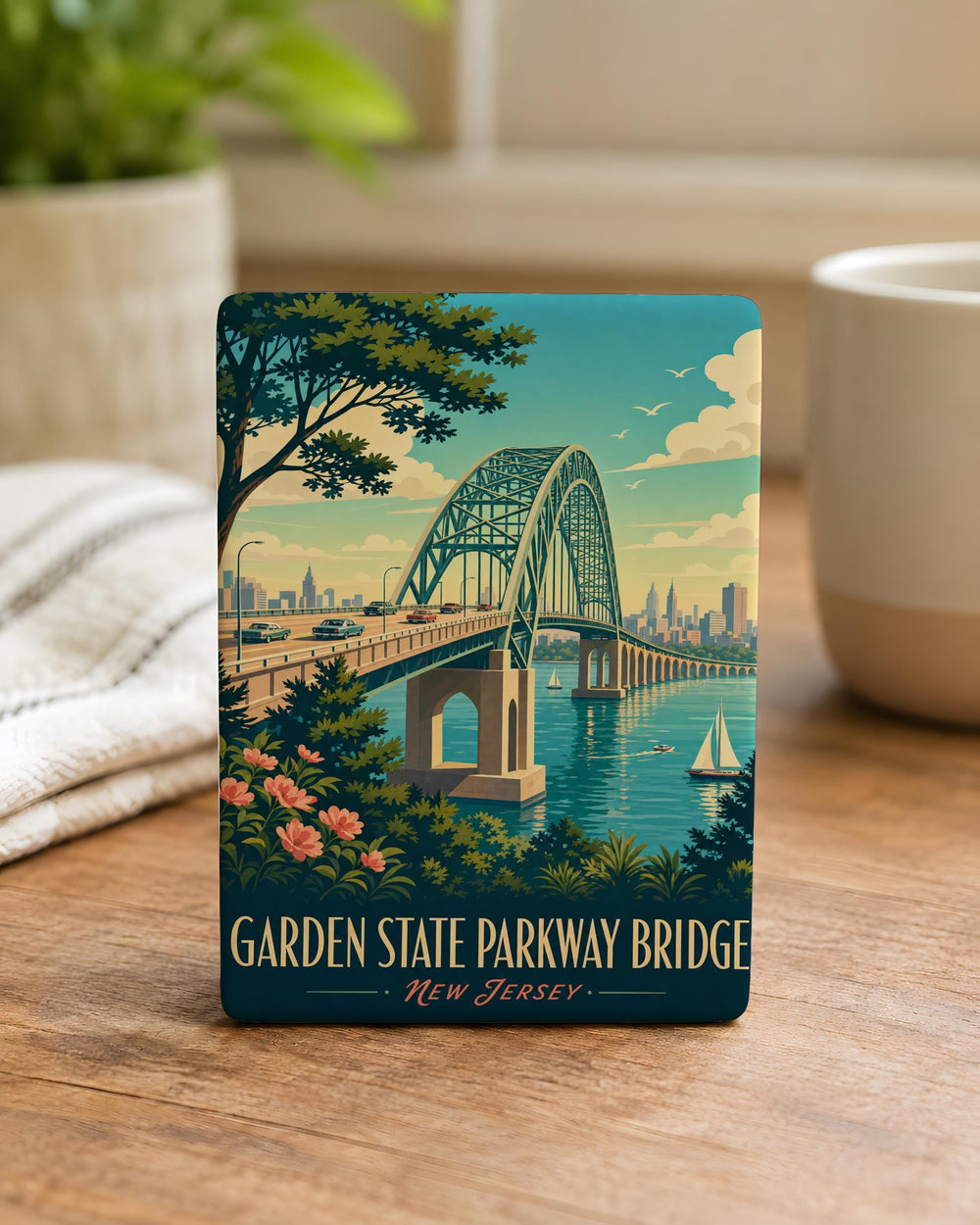 Garden State Parkway Bridge Fridge Magnet, New Jersey Highway Bridge Souvenir Magnet, NJ Road Trip Travel Keepsake Gift