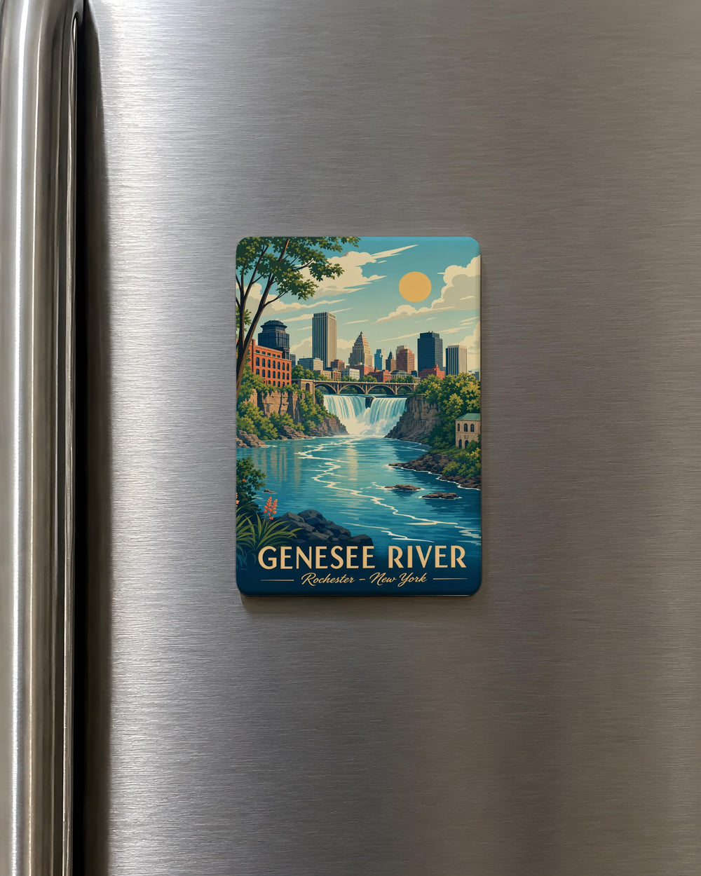 Genesee River Fridge Magnet, Rochester NY River Landmark Souvenir Magnet, New York State River Keepsake Magnet
