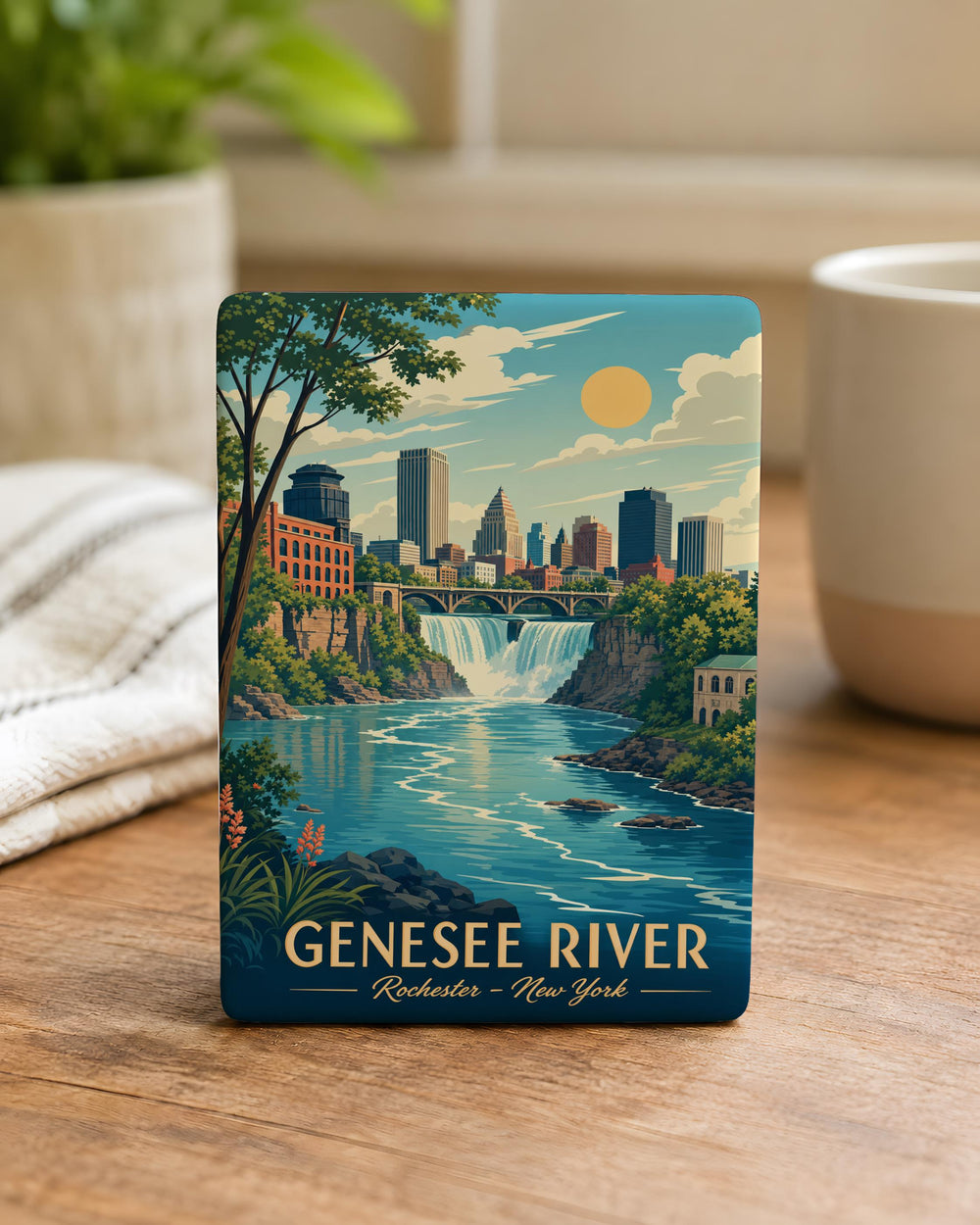 Genesee River Fridge Magnet, Rochester NY River Landmark Souvenir Magnet, New York State River Keepsake Magnet