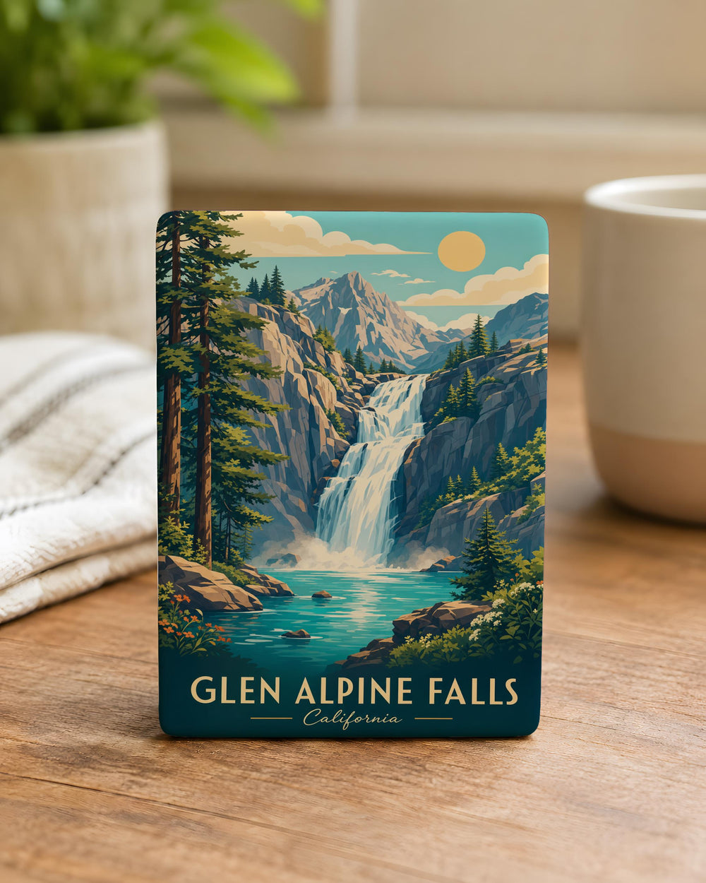 Glen Alpine Falls Fridge Magnet, Waterfall Landmark Souvenir, Hiking Trail Nature Keepsake, North Carolina Mountain Travel Gift