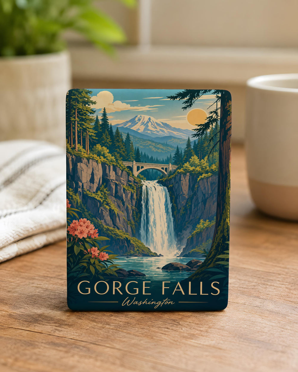 Gorge Falls Washington Fridge Magnet, Waterfall Scenic Souvenir Magnet, Pacific Northwest Travel Keepsake Magnet