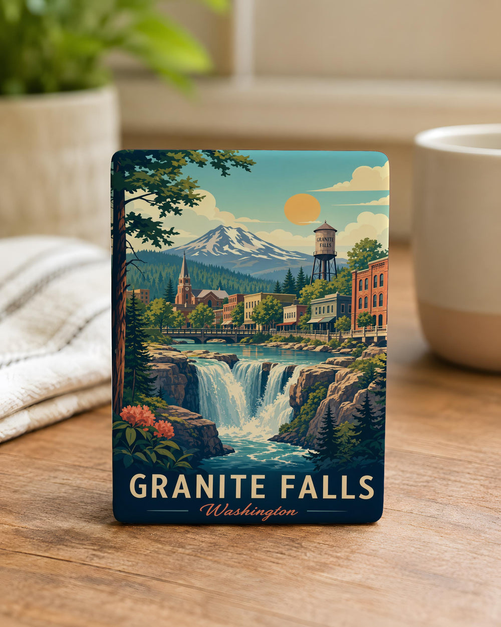 Granite Falls Fridge Magnet, Granite Falls Souvenir Magnet, Granite Falls Travel Gift, Waterfall Town Keepsake Magnet