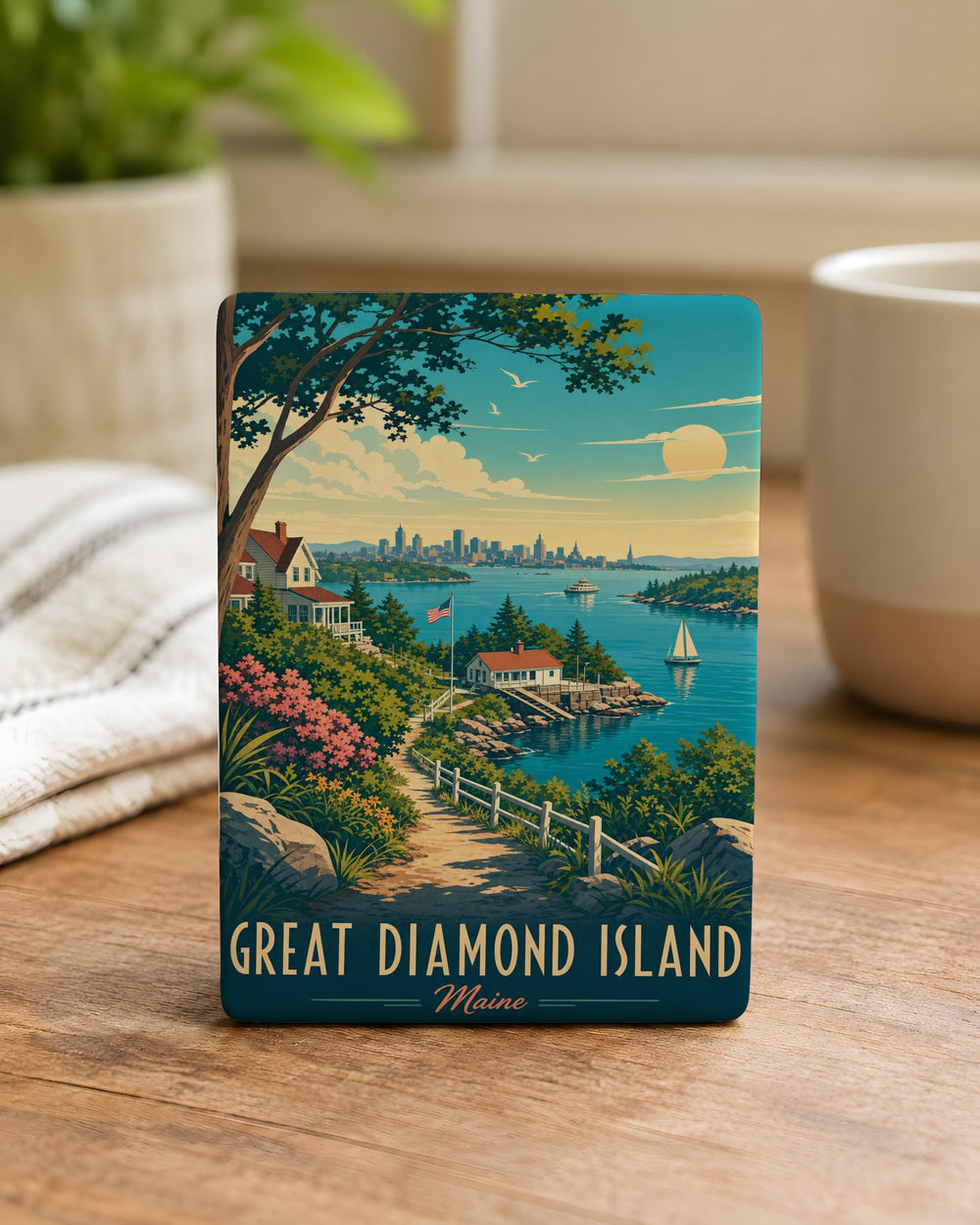 Great Diamond Island Fridge Magnet, Maine Island Souvenir Magnet, Coastal New England Vacation Keepsake, Island Landmark Gift