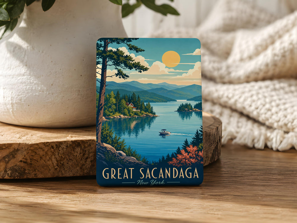 Great Sacandaga Lake Fridge Magnet, Adirondack New York Souvenir Magnet, Lake House Cabin Decor, Upstate NY Travel Gift