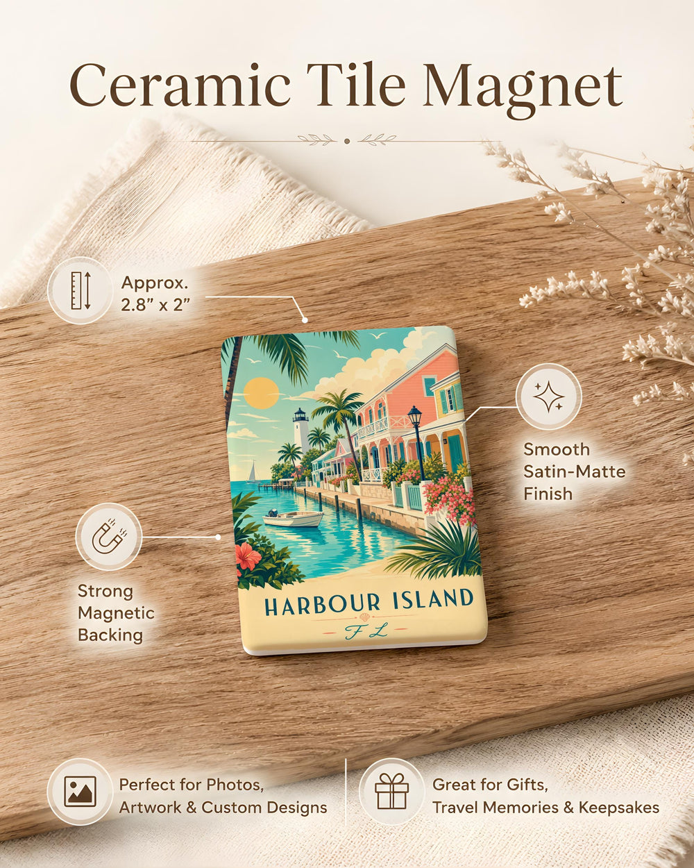 Harbour Island Florida Fridge Magnet, Harbour Island FL Souvenir Magnet, Coastal Island Travel Gift, Beach Vacation Keepsake