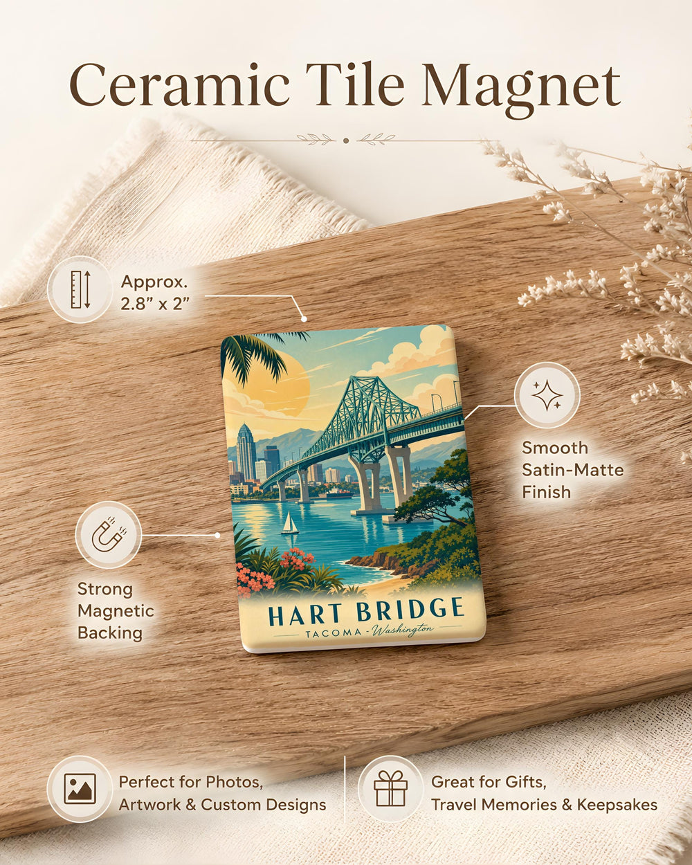 Hart Bridge Fridge Magnet, Jacksonville Florida Bridge Souvenir Magnet, River Crossing Landmark Travel Keepsake