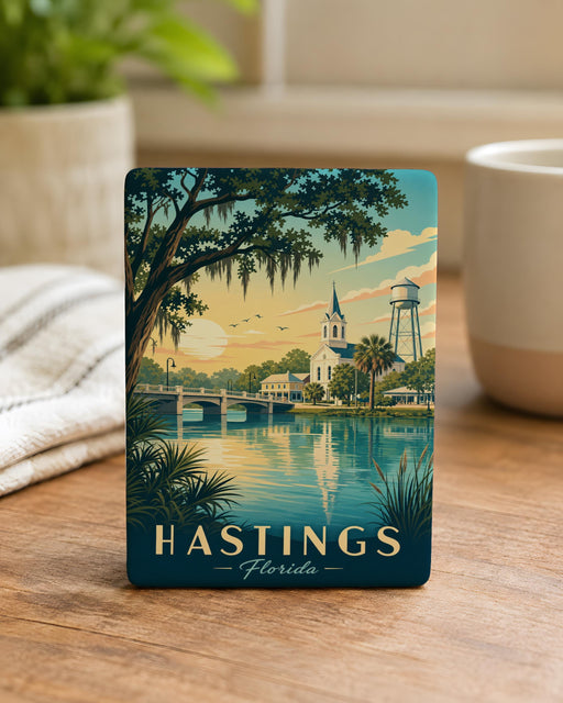 Hastings Florida Fridge Magnet, Hastings FL Souvenir Magnet, Florida Travel Gift, City Landmark Keepsake Magnet
