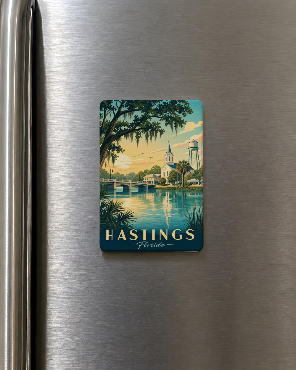 Hastings Florida Fridge Magnet, Hastings FL Souvenir Magnet, Florida Travel Gift, City Landmark Keepsake Magnet