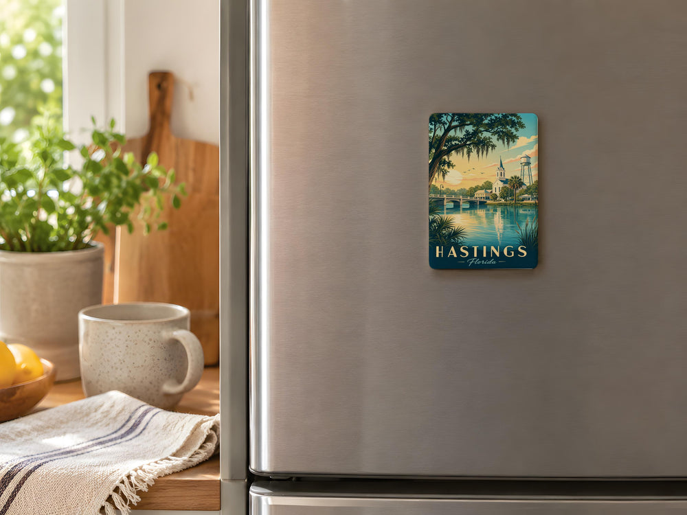 Hastings Florida Fridge Magnet, Hastings FL Souvenir Magnet, Florida Travel Gift, City Landmark Keepsake Magnet