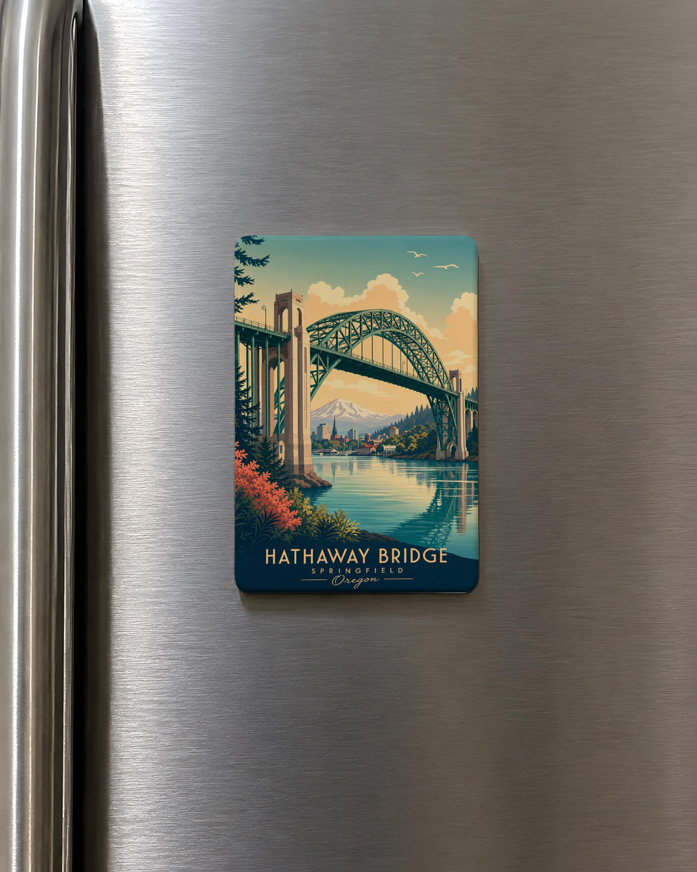 Hathaway Bridge Fridge Magnet, Historic Bridge Landmark Souvenir, Scenic River Crossing Travel Gift