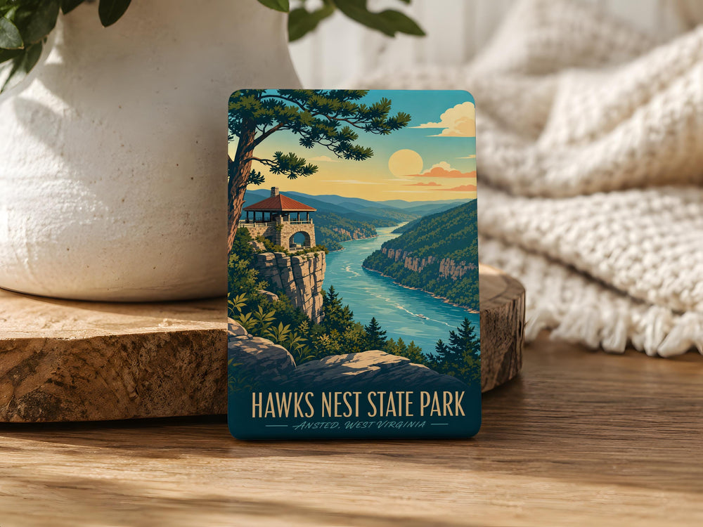 Hawks Nest State Park Fridge Magnet, West Virginia Travel Souvenir, New River Gorge Scenic Landmark Magnet