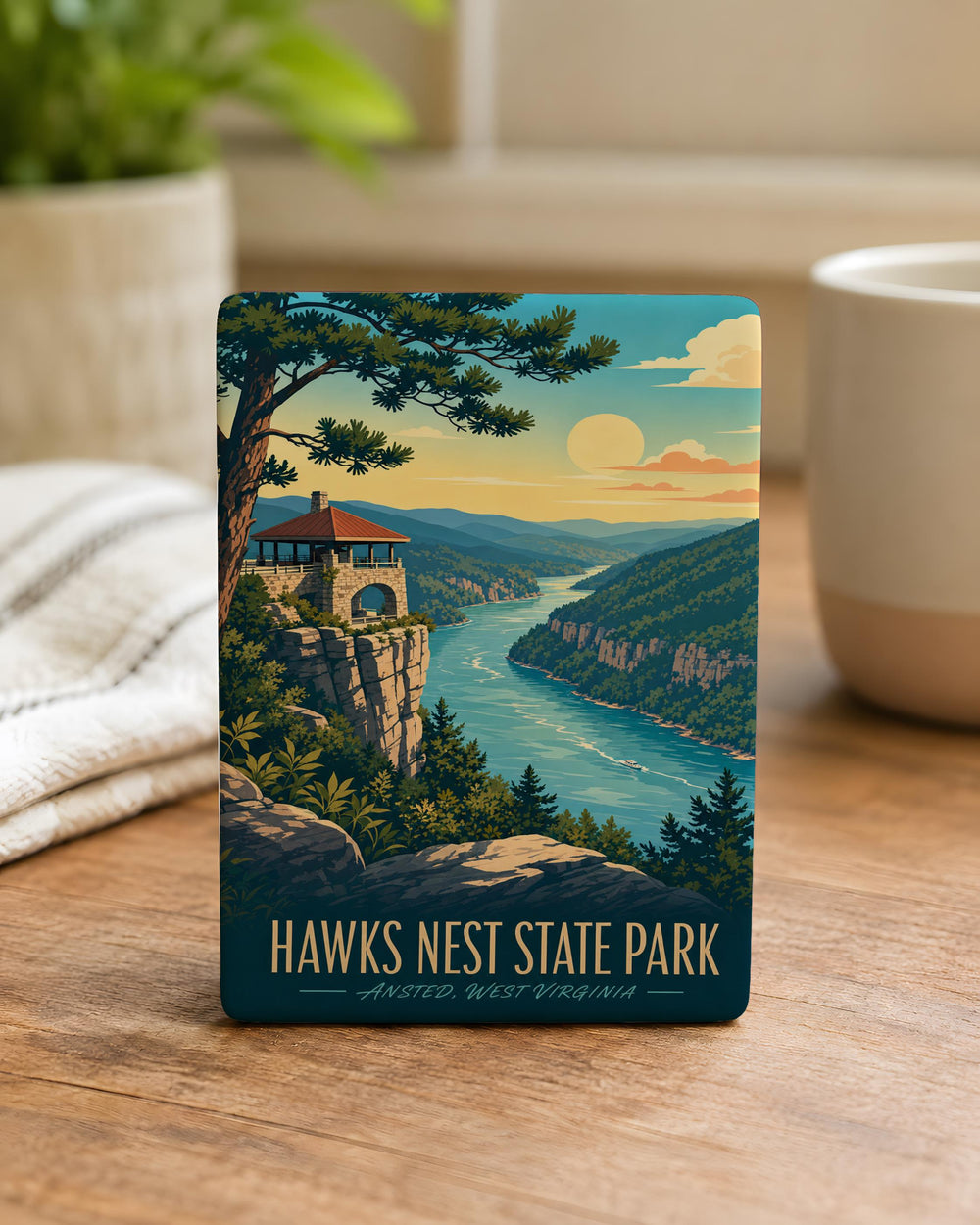 Hawks Nest State Park Fridge Magnet, West Virginia Travel Souvenir, New River Gorge Scenic Landmark Magnet