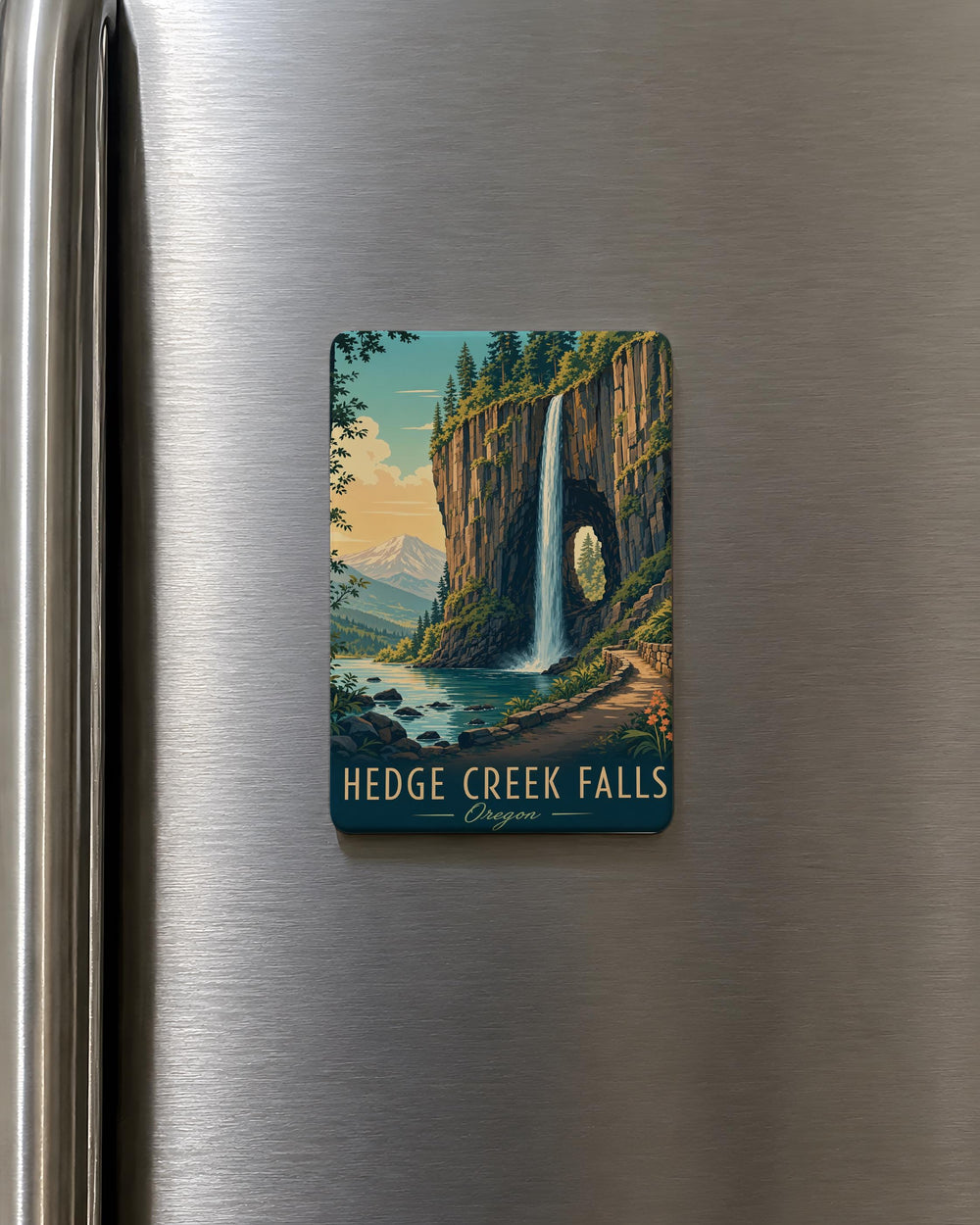 Hedge Creek Falls Fridge Magnet, Waterfall Landmark Souvenir Magnet, Nature Travel Keepsake, Outdoor Adventure Decor Magnet