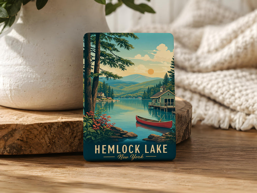 Hemlock Lake NY Fridge Magnet, Hemlock Lake New York Souvenir Magnet, Finger Lakes Travel Gift, Lake House Decor Magnet