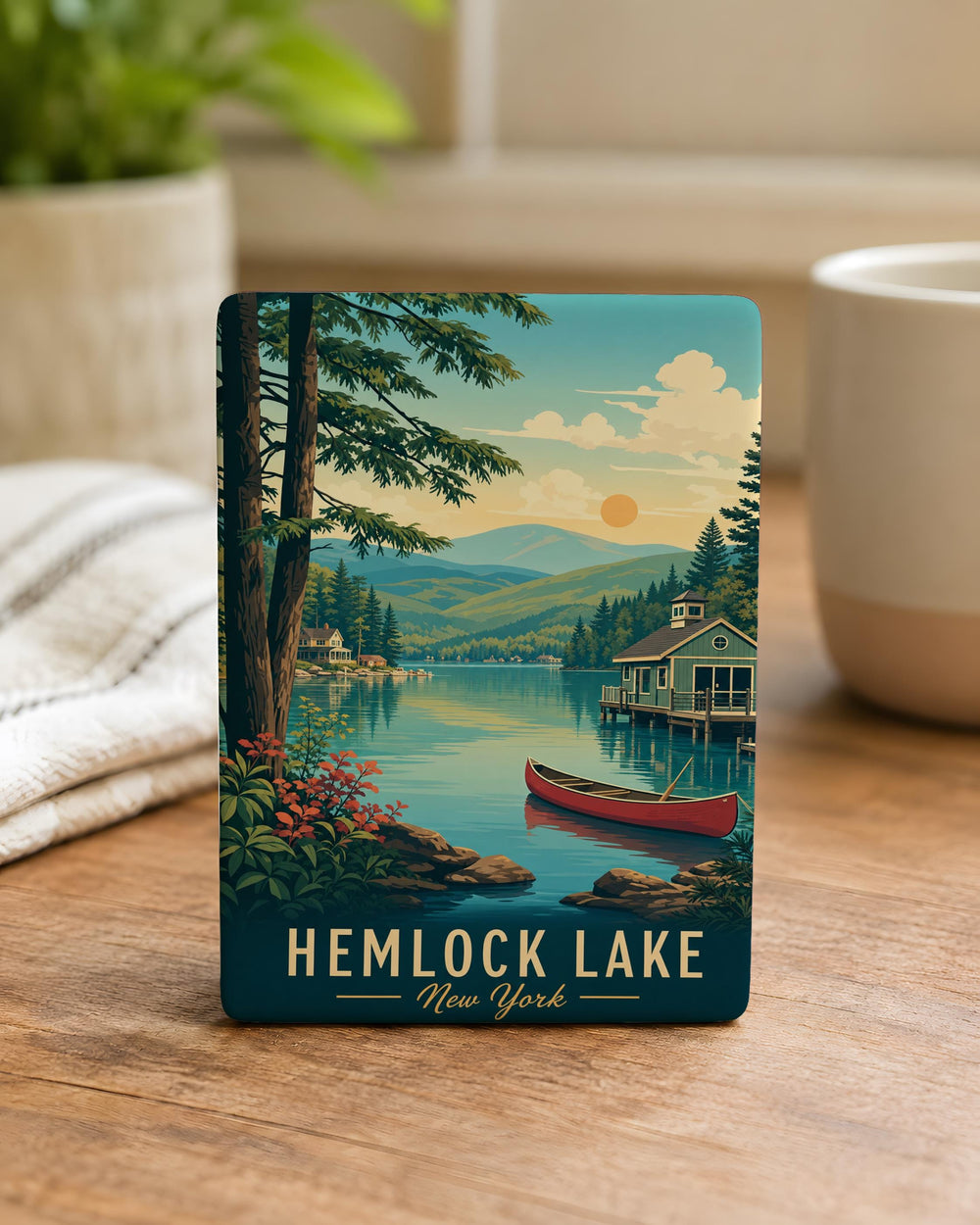 Hemlock Lake NY Fridge Magnet, Hemlock Lake New York Souvenir Magnet, Finger Lakes Travel Gift, Lake House Decor Magnet