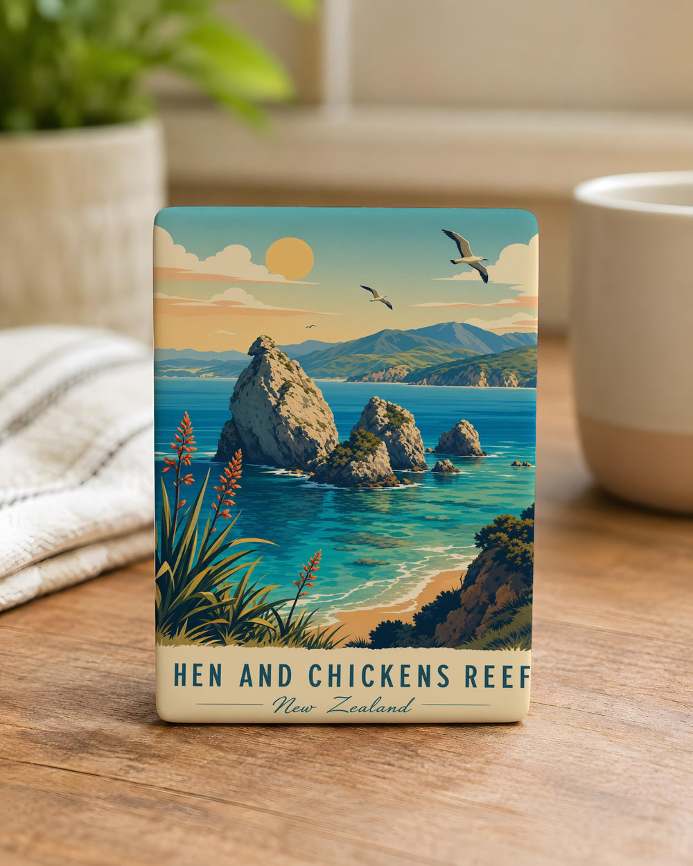 Hen and Chickens Reef Fridge Magnet, Coastal Rock Formation Souvenir Magnet, Seaside Landmark Kitchen Decor Magnet