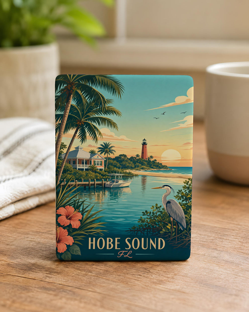 Hobe Sound FL Fridge Magnet, Florida Coastal Town Souvenir Magnet, Hobe Sound Florida Travel Gift, Beach Vacation Keepsake Magnet