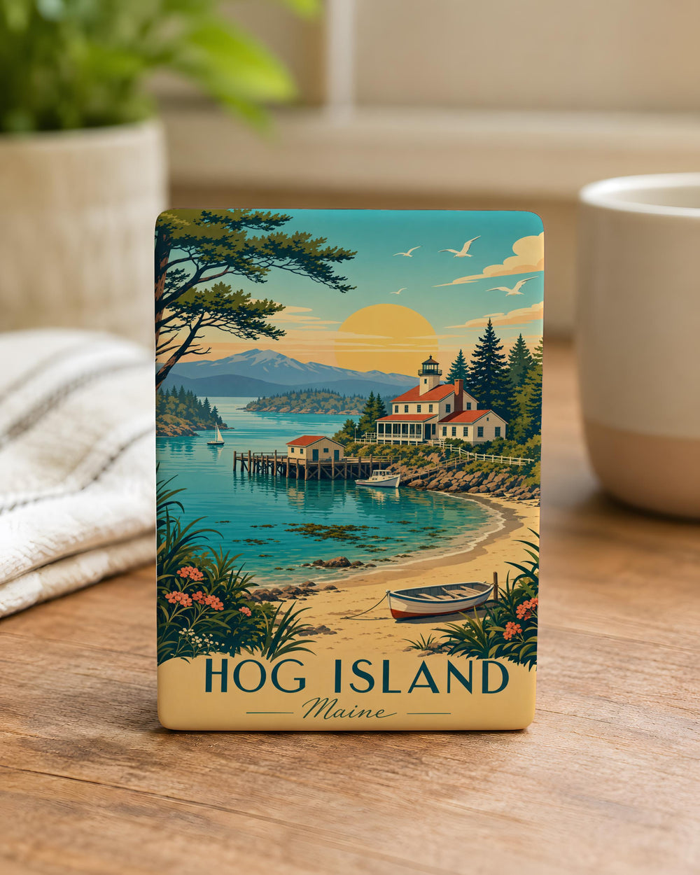 Hog Island Fridge Magnet, Island Souvenir Magnet, Coastal Travel Keepsake, Beach House Kitchen Decor, Vacation Memento Gift