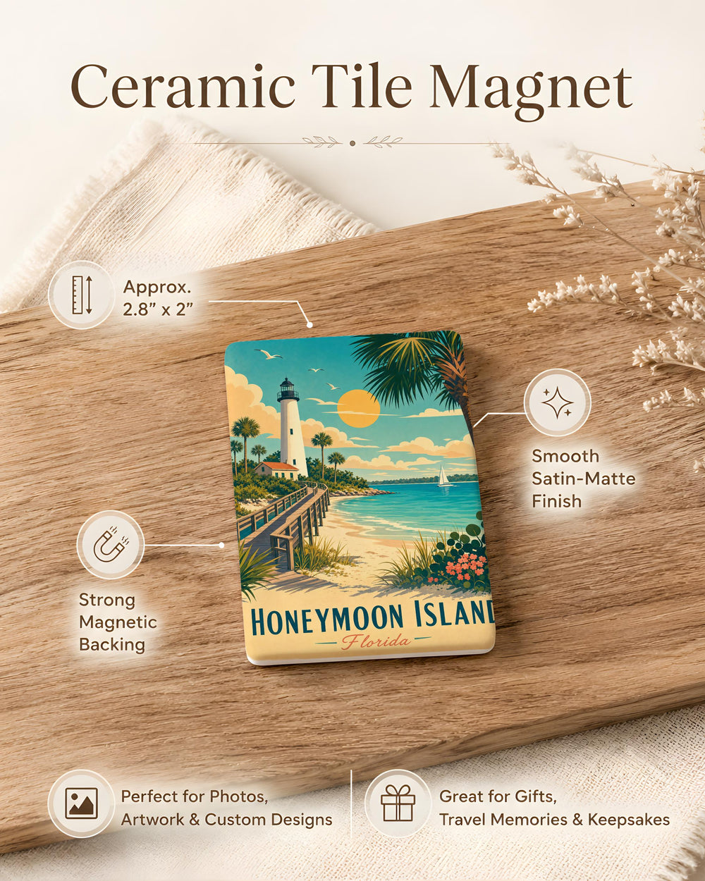 Honeymoon Island Florida Fridge Magnet, Honeymoon Island State Park Souvenir Magnet, Dunedin FL Travel Gift Magnet